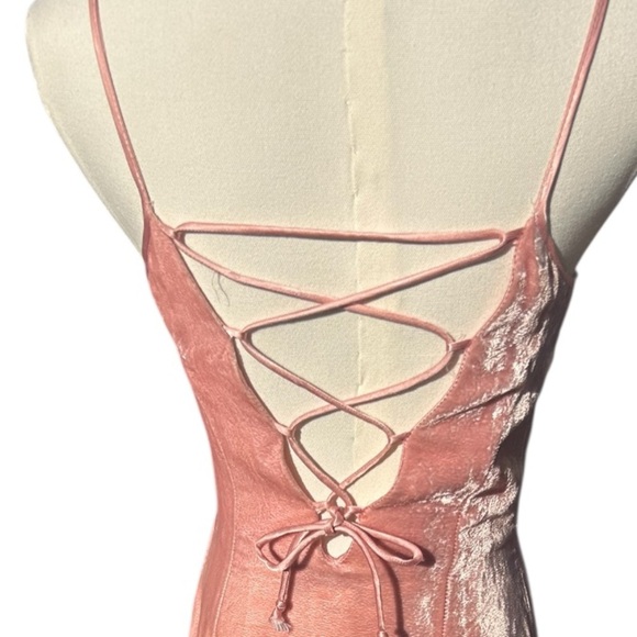 Jessica McClintock Gunne Sax Maxi Dress Velvet Lace Y2K Vintage Pink Size 5/6 - Picture 9 of 13